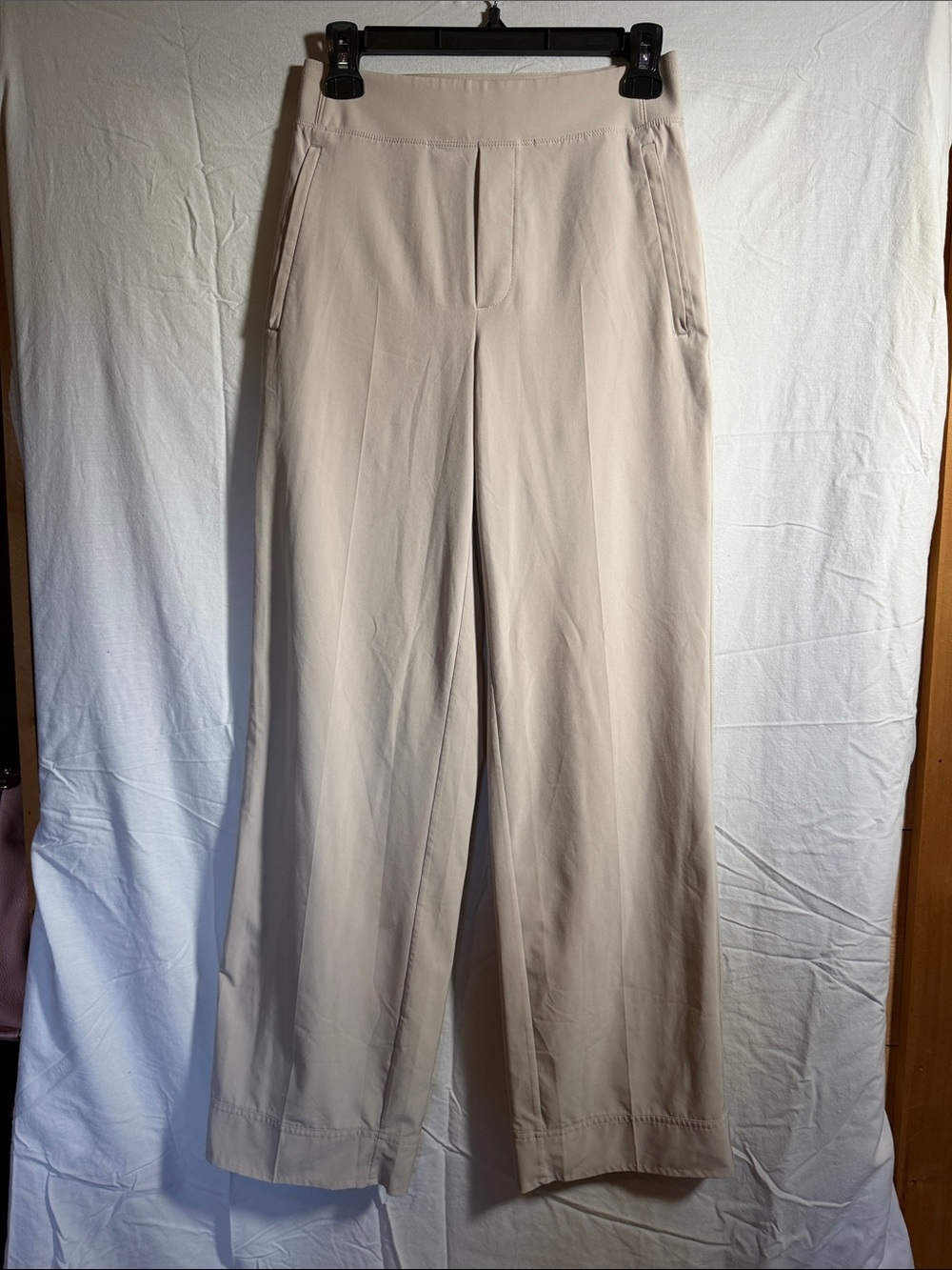 Athleta Womans Wide-Leg Pants in Light Beige